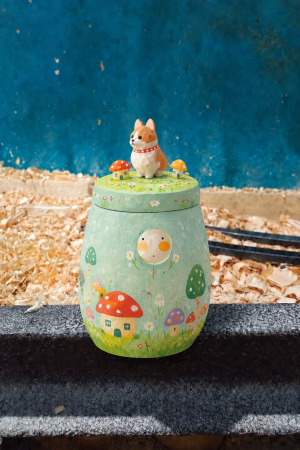 Custom Hand-Carved Wooden Pet Memorial Keepsake Urn CHMGHG-002