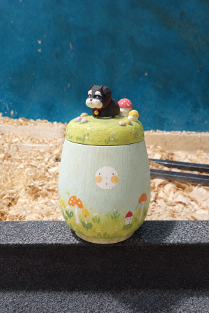 Custom Hand-Carved Wooden Pet Memorial Keepsake Urn CHMGHG-006