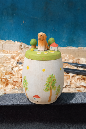 Custom Hand-Carved Wooden Pet Memorial Keepsake Urn CHMGHG-008