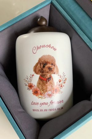 Custom Photo Floral Pet Ceramic Memorial Keepsake Urn RSHYHGHH-002