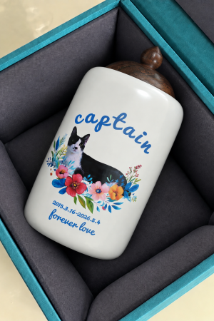Custom Photo Floral Pet Ceramic Memorial Keepsake Urn RSHYHGHH-004