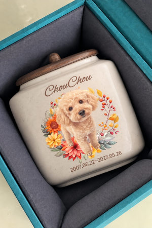 Custom Photo Floral Pet Ceramic Memorial Keepsake Urn RSHYHGHH-006