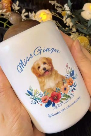 Custom Photo Floral Pet Ceramic Memorial Keepsake Urn RSHYHGHH-008