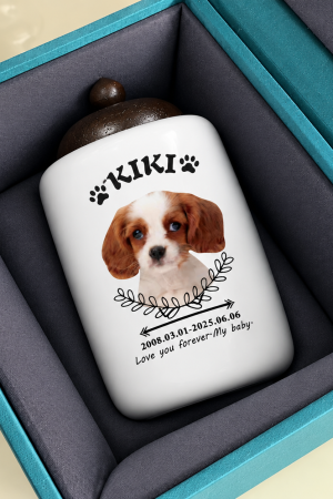 Custom Photo Floral Pet Ceramic Memorial Keepsake Urn RSHYHGHH-010