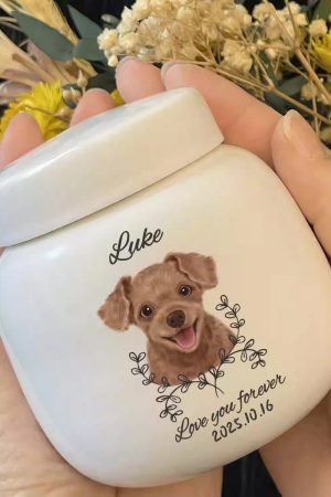 Custom Photo Floral Pet Ceramic Memorial Keepsake Urn RSHYHGHH-012