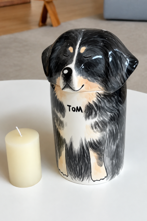 Custom Handcrafted 3D Sculpted Hand-Painted Ceramic Pet Figurine Urn SHTCBLTGHH-005