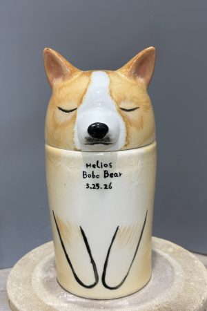 Custom Handcrafted 3D Sculpted Hand-Painted Ceramic Pet Figurine Urn SHTCBLTGHH-011