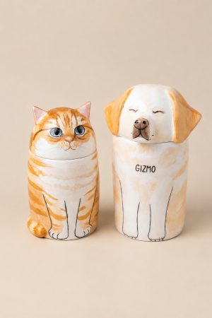 Custom Handcrafted 3D Sculpted Hand-Painted Ceramic Pet Figurine Urn SHTCBLTGHH-015