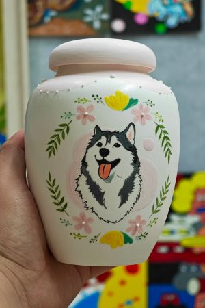 Custom Hand-Painted Ceramic Memorial Pet Urn SHTCGHH-011