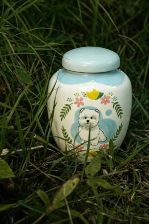 Custom Hand-Painted Ceramic Memorial Pet Urn SHTCGHH-013