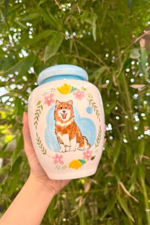 Custom Hand-Painted Ceramic Memorial Pet Urn SHTCGHH-022