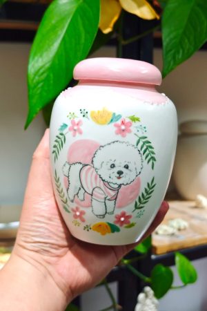 Custom Hand-Painted Ceramic Memorial Pet Urn SHTCGHH-024