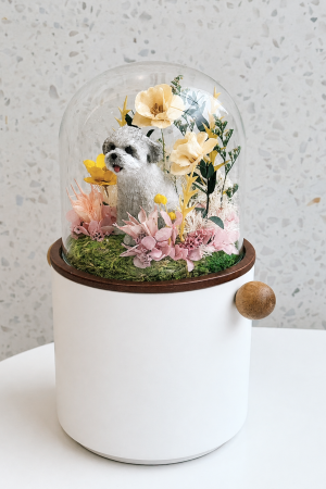 Custom Polymer Clay Pet Memorial Urn with Preserved Flower RTYSHZJGHH-006