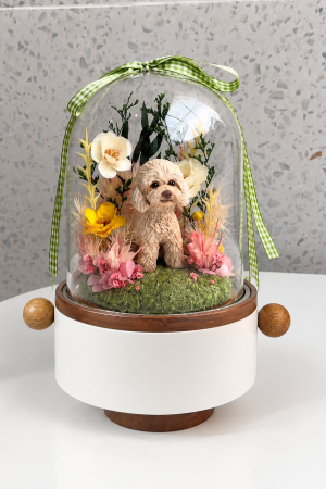 Custom Polymer Clay Pet Memorial Urn with Preserved Flower RTYSHZJGHH-010