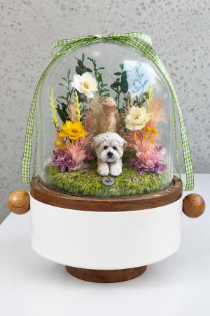 Custom Polymer Clay Pet Memorial Urn with Preserved Flower RTYSHZJGHH-013
