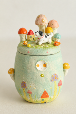 Custom Handcrafted Fairy Forest Ceramic Memorial Pet Keepsake Urn TYSGHH-CJ-001